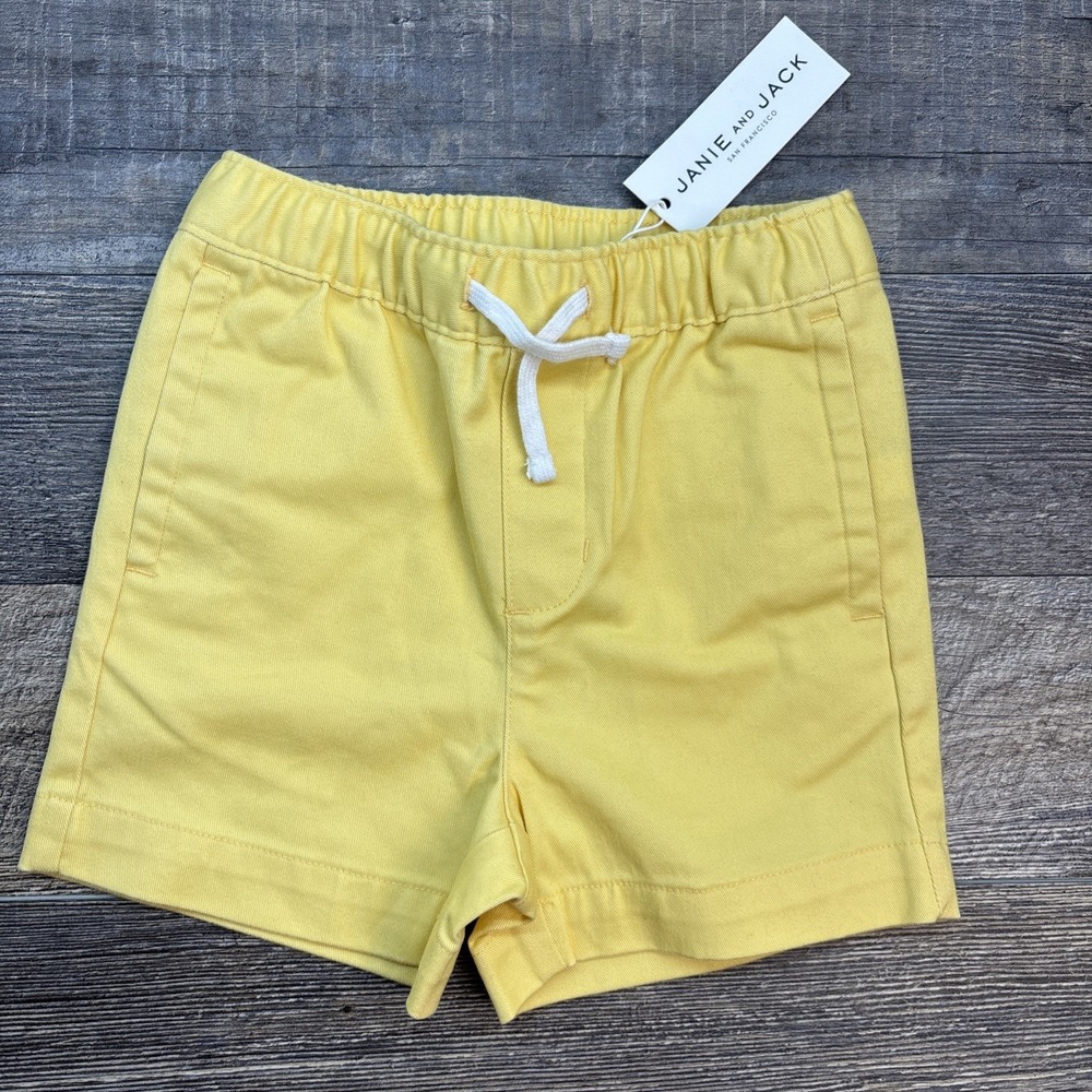 Janie & Jack Boys 18-24‎ Months Twill Pull-on Shorts in Sunshine Yellow NEW